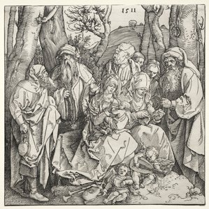 De Heilige Familie met Twee Muzikale Engelen door Albrecht Dürer