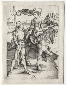 De dame te paard en de landsknecht, c. 1497 door Albrecht Dürer