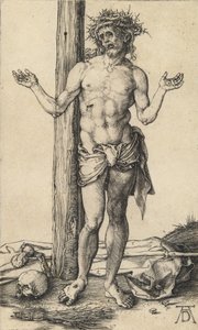 De man van smarten met uitgestrekte armen, ca. 1500 door Albrecht Dürer