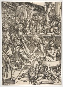 Het Martelaarschap van Sint Jan, uit De Apocalyps, Latijnse Editie 1511