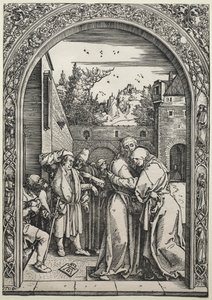 De ontmoeting van Joachim en Anna bij de Gouden Poort, 1504 door Albrecht Dürer