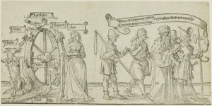 Het Michelfeldt-tapijt (Allegorie op sociale onrechtvaardigheid), eerste deel van drie door Albrecht Dürer