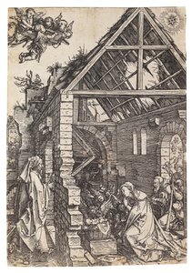 De geboorte van Christus, uit de serie Het leven van de Maagd, ca. 1503 door Albrecht Dürer