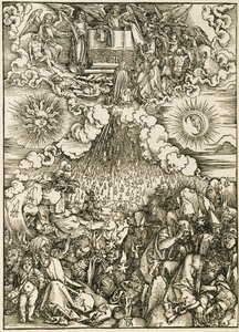 De opening van het vijfde en zesde zegel door Albrecht Dürer