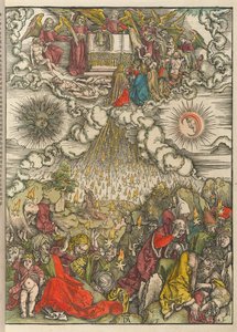 De opening van het vijfde en zesde zegel door Albrecht Dürer