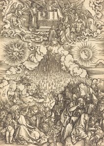 De opening van het vijfde en zesde zegel door Albrecht Dürer