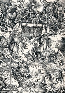 De zeven trompetten worden aan de engelen gegeven, 1498 door Albrecht Dürer