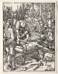 De Kleine Passie: Christus die aan het Kruis wordt Genageld door Albrecht Dürer