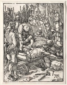 De Kleine Passie: Christus wordt aan het kruis genageld, 1509-1511 door Albrecht Dürer