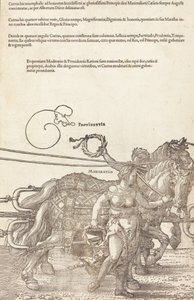 De triomfwagen van Maximiliaan I De grote triomfwagen [plaat 3 van 8], 1523 Latijnse editie door Albrecht Dürer