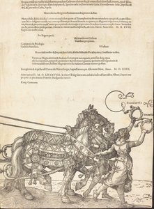 De triomfwagen van Maximiliaan I De grote triomfwagen [plaat 8 van 8], Latijnse editie door Albrecht Dürer