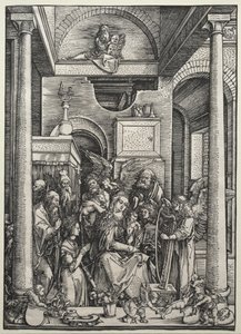 De Maagd en Kind Omringd door Heiligen en Engelen door Albrecht Dürer