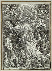 De Maagd en Kind omringd door engelen, 1518 door Albrecht Dürer