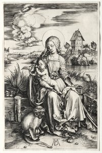 De Maagd en Kind met een Aap, ca. 1498 door Albrecht Dürer