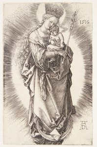 De Maagd op een halve maan met een kroon van sterren en een scepter door Albrecht Dürer