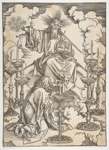 Het visioen van de zeven kandelaars, uit De Apocalyps, Duitse editie 1498 door Albrecht Dürer