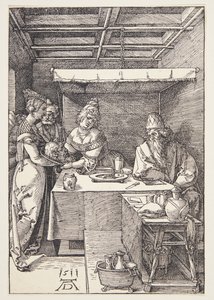 Het hoofd van Johannes de Doper wordt naar Herodias gebracht door Albrecht Dürer