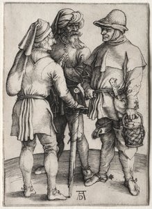 Drie boeren in gesprek door Albrecht Dürer