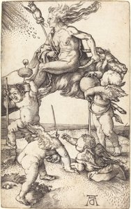 Heks die op een Geit rijdt door Albrecht Dürer
