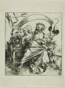 Jonge vrouw aangevallen door de dood (De rover) door Albrecht Dürer