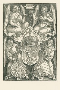 Allegorie met het wapenschild van het keizerrijk en van de stad Neurenberg door Albrecht Dürer or Duerer