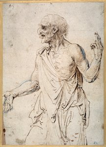 Een oude man die gebaren maakt door Albrecht Dürer