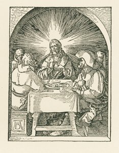 Christus en de Emmaüsgangers, ca. 1510 (houtsnede) door Albrecht Dürer or Duerer