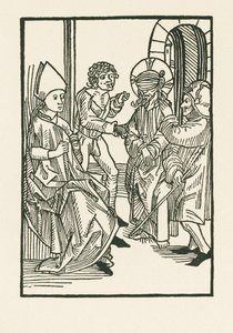 Christus voor Kajafas door Albrecht Dürer or Duerer