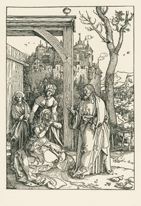 Christus neemt afscheid van zijn Moeder, c.1504 (houtsnede) door Albrecht Dürer or Duerer