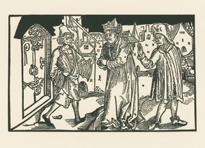 Davus, Simo en Chremes, ca.1492-93 (houtsnede) door Albrecht Dürer or Duerer