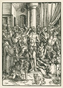 De geseling van Christus, ca. 1496-97 (houtsnede) door Albrecht Dürer or Duerer