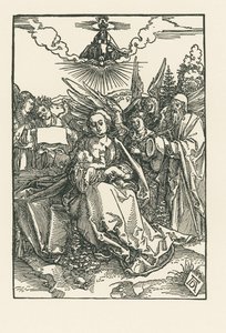 Heilige Familie met vijf engelen, c.1503-04 (houtsnede) door Albrecht Dürer or Duerer