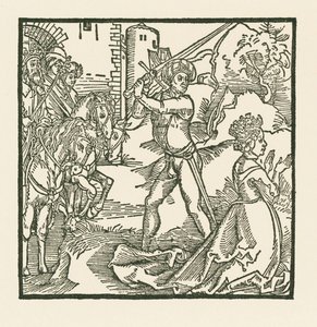 Koning Jehu laat zijn vrouw Jezebel onthoofden door Albrecht Dürer or Duerer