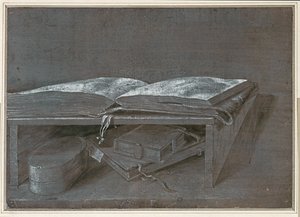 Open Boek (penseeltekening op bruin papier) door Albrecht Dürer or Duerer