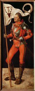 Rechtervleugel van de Paumgartner-Altar: St. Eustatius (schilderij op kalkhout) door Albrecht Dürer or Duerer
