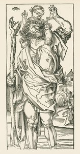 Sint Christoffel. Neurenberg, ca.1500-05 (houtsnede) door Albrecht Dürer or Duerer