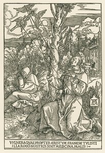 Franciscus ontvangt de stigmata, ca. 1503-04 (houtsnede) door Albrecht Dürer or Duerer