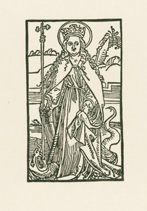 Heilige Margaretha. Illustratie bij Hortulus Anime. Gedrukt door Michael Furter, Bazel door Albrecht Dürer or Duerer