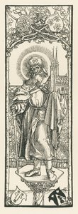 Sint Sebald op de zuil, c.1501 (houtsnede) door Albrecht Dürer or Duerer