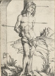 Sint Sebastiaan vastgebonden aan een zuil, ca. 1499 door Albrecht Dürer
