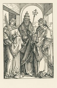 De heiligen Stephanus, Sixtus en Laurentius, ca. 1504-05 (houtsnede) door Albrecht Dürer or Duerer