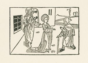 Tweede werk van Barmhartigheid: ontvangst van de pelgrim in zijn huis door Albrecht Dürer or Duerer