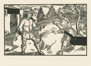 Syrus en Chremes, ca.1492-93 (houtsnede) door Albrecht Dürer or Duerer
