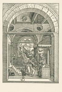 De Annunciatie, c.1503 (houtsnede) door Albrecht Dürer or Duerer