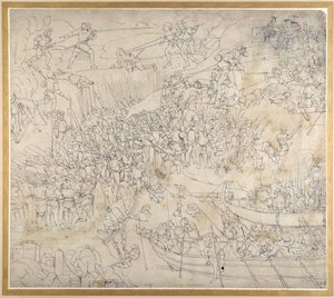 De aanval bij Rorschach aan het Bodenmeer, c.1500 door Albrecht Dürer