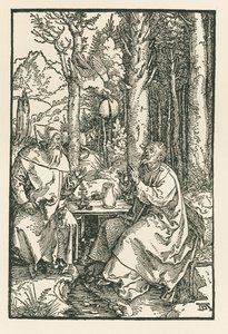 De kluizenaars Sint Antonius de Grote en Sint Paulus, ca.1503-04 (houtsnede) door Albrecht Dürer or Duerer