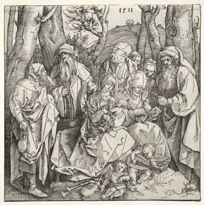 De Heilige Familie met Twee Muzikale Engelen door Albrecht Dürer or Duerer