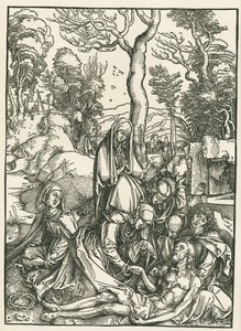 De bewening van Christus, ca. 1498-99 (houtsnede) door Albrecht Dürer or Duerer