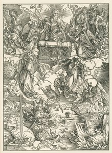 De zeven bazuinen worden aan de engelen gegeven. De Openbaring van Johannes, ca. 1496-97 (houtsnede) door Albrecht Dürer or Duerer