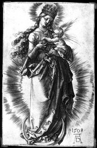 De Maagd en Kind op een halve maan met een sterrenkroon door Albrecht Dürer